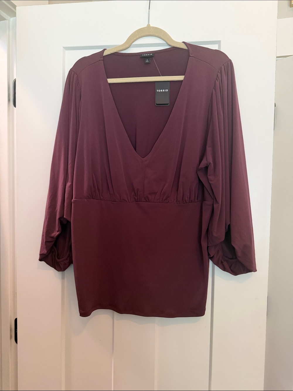 torrid Deep Plum V-Neck Dolman Sleeve Top